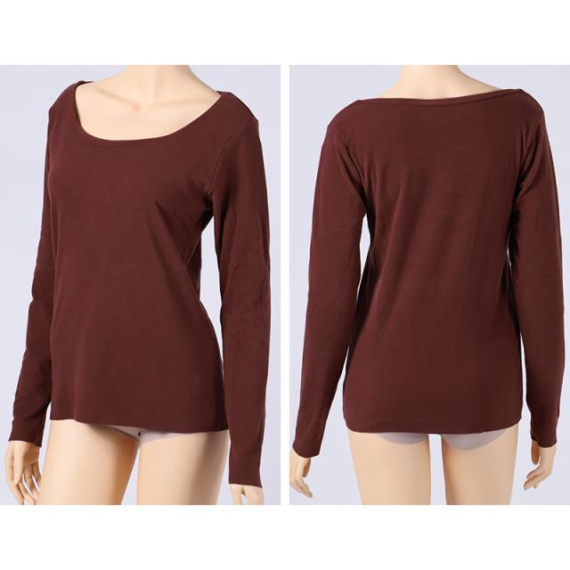 あったかインナー 両起毛 長袖 レディース 冬 冬用 胸当て付き M L LL (在庫限り)