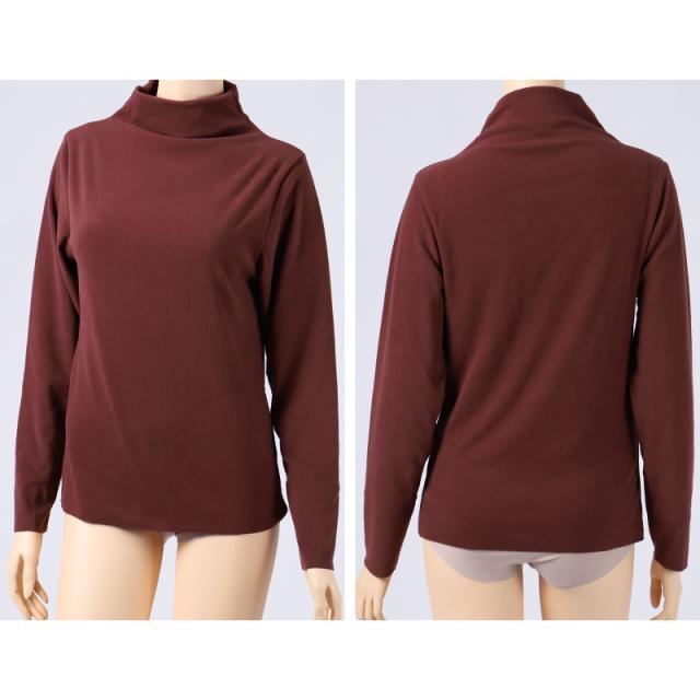 あったかインナー 両起毛 長袖 レディース 冬 冬用 モックネック ハイネック M L LL (在庫限り)