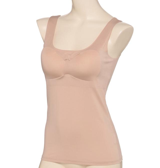 カップ付きタンクトップ レディース タンクトップ カップ付き インナー ブラトップ ひびきにくい シームレス 肌着 アツギ M L LL