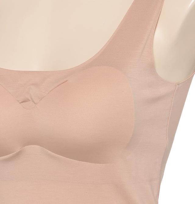 カップ付きタンクトップ レディース タンクトップ カップ付き インナー ブラトップ ひびきにくい シームレス 肌着 アツギ M L LL