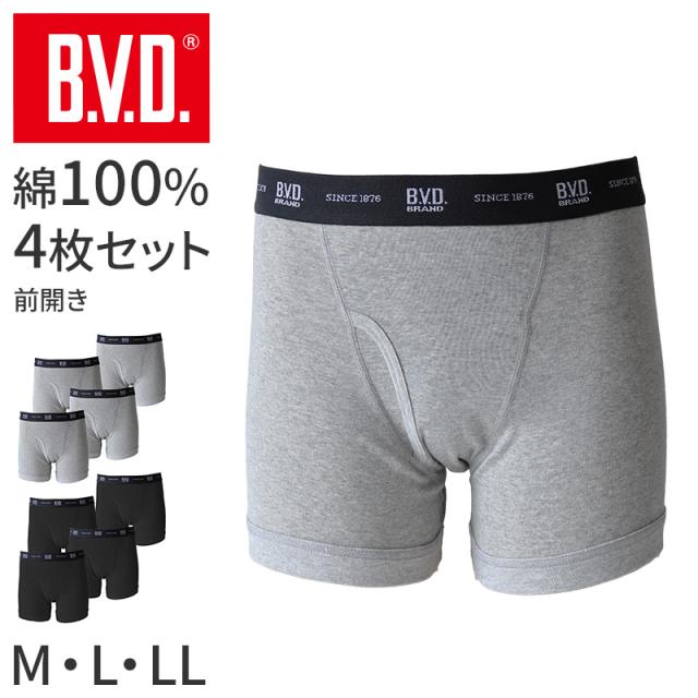 BVD メンズ ボクサーブリーフ 4枚セット 綿100 M L LL