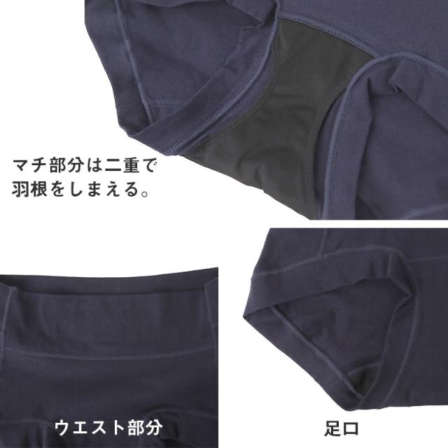 サニタリーショーツ 羽根つき デイリー用 1分丈 綿 コットン 下着 レディース ノンゴム M L LL