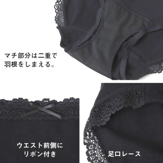 サニタリーショーツ 羽根つき デイリー用 綿 コットン 下着 レディース M L LL