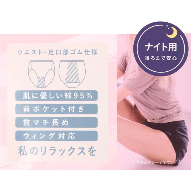 サニタリーショーツ 羽根つき ナイト用 ポケット付き 綿 コットン 下着 レディース M L LL 3L