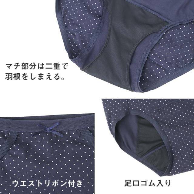 サニタリーショーツ 羽根つき ナイト用 ポケット付き 綿 コットン 下着 レディース M L LL 3L