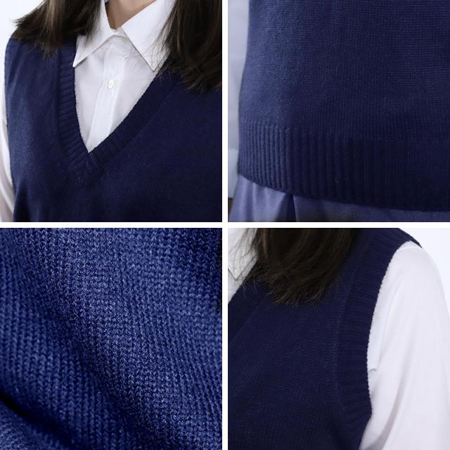 スクールベスト 女子 スクール ベスト 制服 ニット 秋 冬 Vネック S〜3L (在庫限り)