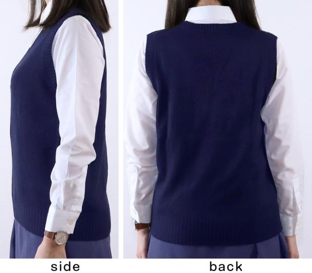 スクールベスト 女子 スクール ベスト 制服 ニット 秋 冬 Vネック S〜3L (在庫限り)