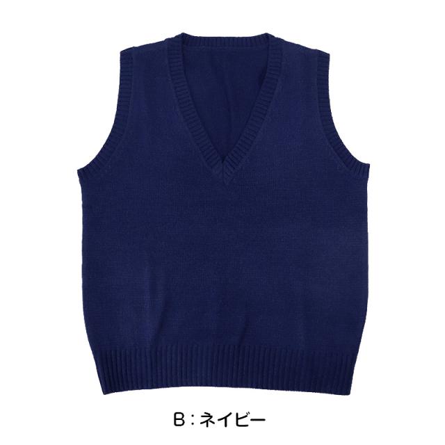 スクールベスト 女子 スクール ベスト 制服 ニット 秋 冬 Vネック S〜3L (在庫限り)