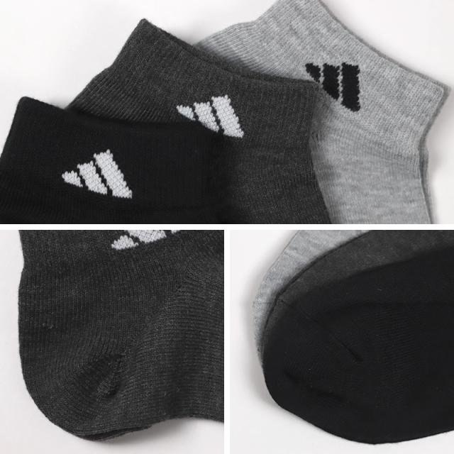 靴下 メンズ 男性 ショートソックス 3足組 adidas 24-26〜28-30cm