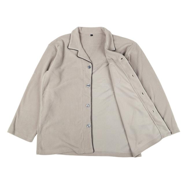 フリース ルームウェア メンズ パジャマ 上下セット 長袖 冬 保温 前開き 襟付き 部屋着 M L LL (在庫限り)