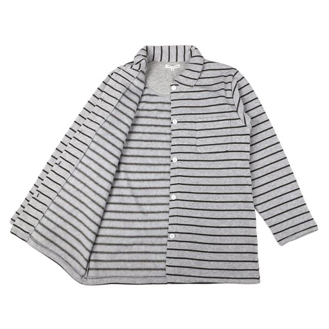 裏起毛 パジャマ レディース ルームウェア 長袖 冬用 保温 ボーダー シュール衿 部屋着 M L LL (在庫限り)