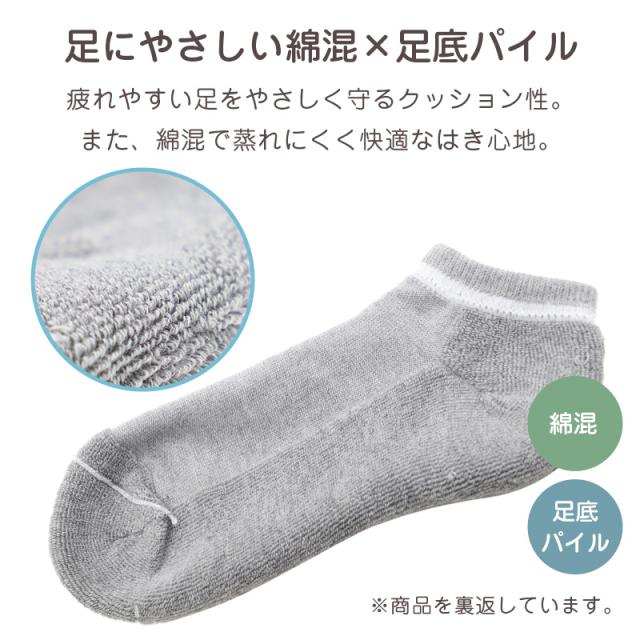 靴下 レディース スニーカーソックス 足底パイル 綿混 22〜24cm
