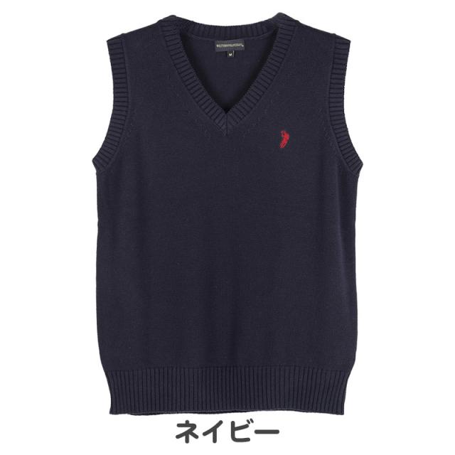 スクールベスト 女子 男子 学生 綿100％ スクール ニット 制服 ベスト vネック M L