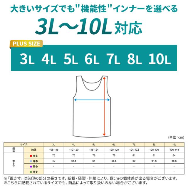 接触冷感 吸汗速乾 ドライ インナー メンズ Vネック スリーブレス ノースリーブ メッシュ シャツ 3L 4L 5L 6L 7L 8L 10L (在庫限り)