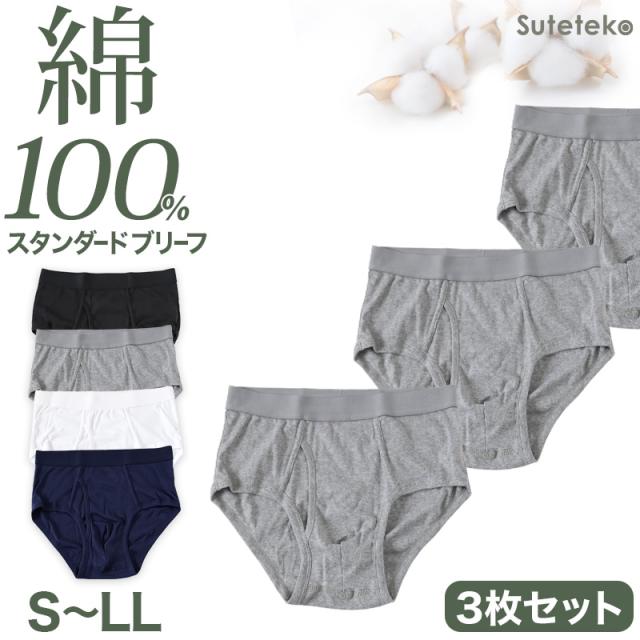 ブリーフ メンズ 綿100% パンツ スタンダード 前開き 3枚セット S M L LL