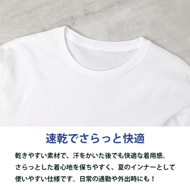 2枚組 メンズ インナー 半袖 丸首 綿100% 接触冷感 M L LL