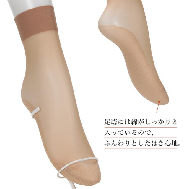 アツギ 靴下 レディース くるぶし ソックス 足底綿入り ストッキング クチゴムゆったり 22-25cm