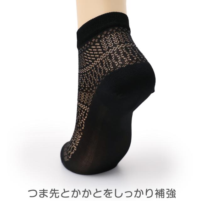 レディース 靴下 涼感ソックス 冷感ソックス ショートソックス 透かし柄 メッシュソックス 夏用 涼しい 23-24cm