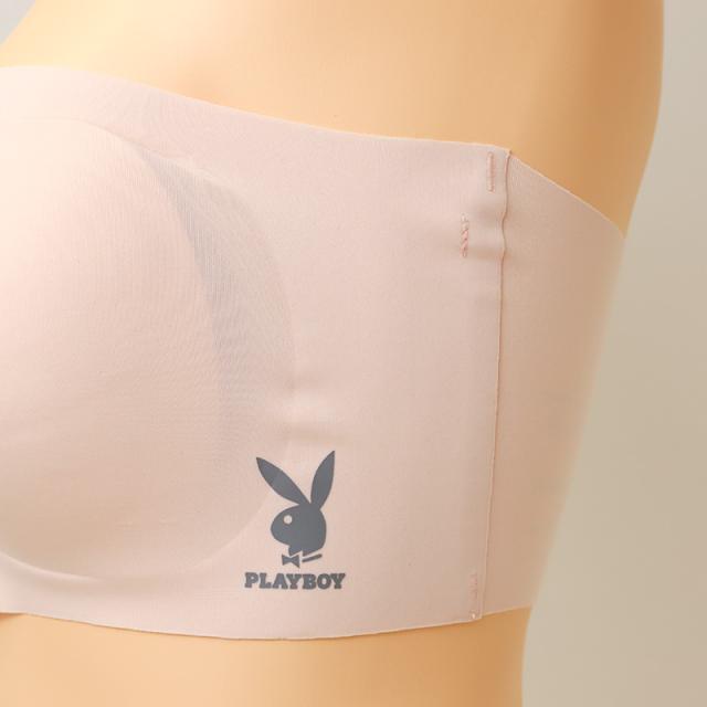 チューブブラ ノンワイヤー シームレス ブラ PLAYBOY レディース 接着 ナイロン ストレッチ M L LL