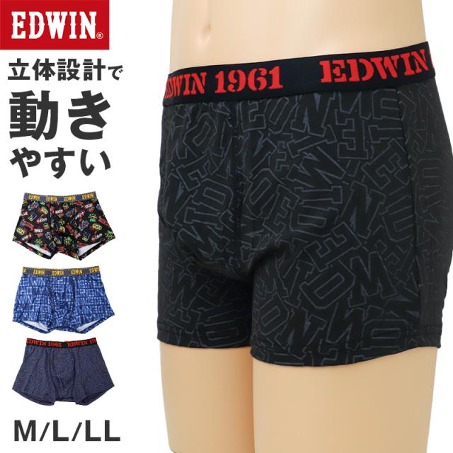 EDWIN ボクサーパンツ メンズ 前開き ボクサーブリーフ 立体設計 アウトゴム M L LL