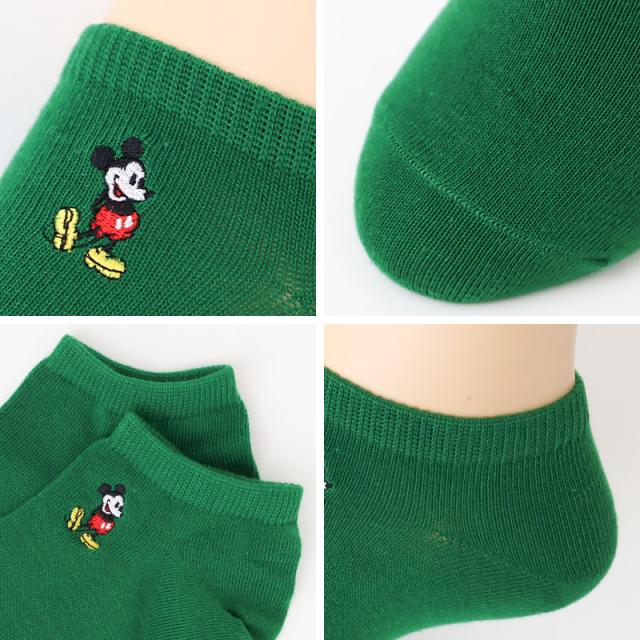 レディース アンクルソックス Disney ディズニー 刺繍 ソックス スニーカーソックス 婦人靴下 ミッキー 22 23 24 cm