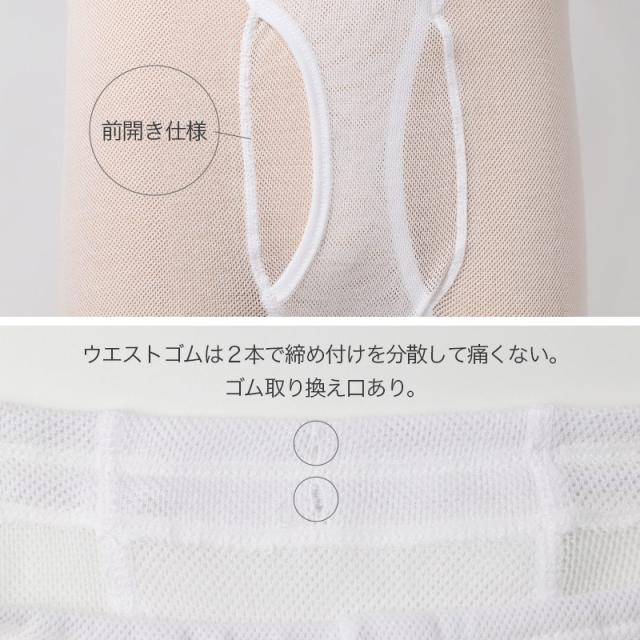 メンズ インナー ロングパンツ 2枚組 綿混 メッシュ 吸水速乾 抗菌防臭 通気性 ひざ下丈 M L LL