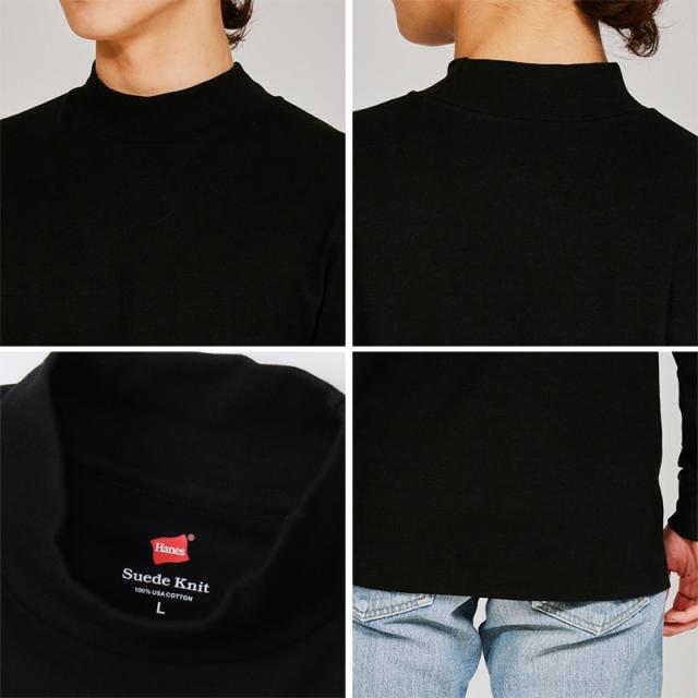 ヘインズ 長袖 シャツ 綿100% メンズ インナー tシャツ トップス 秋冬 裏起毛 ハイネック M L XL