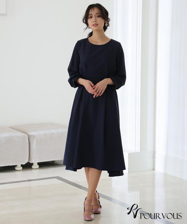 118241314 フレア フィット サイドゴム ワンピース パーティードレス