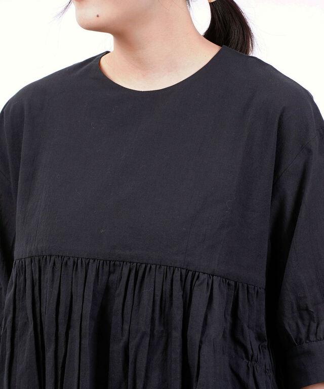 フレンチブル Cion コットン シースルーシャーリングブラウス French