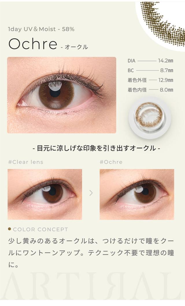 カラコン アーティラルワンデーUVモイスト58