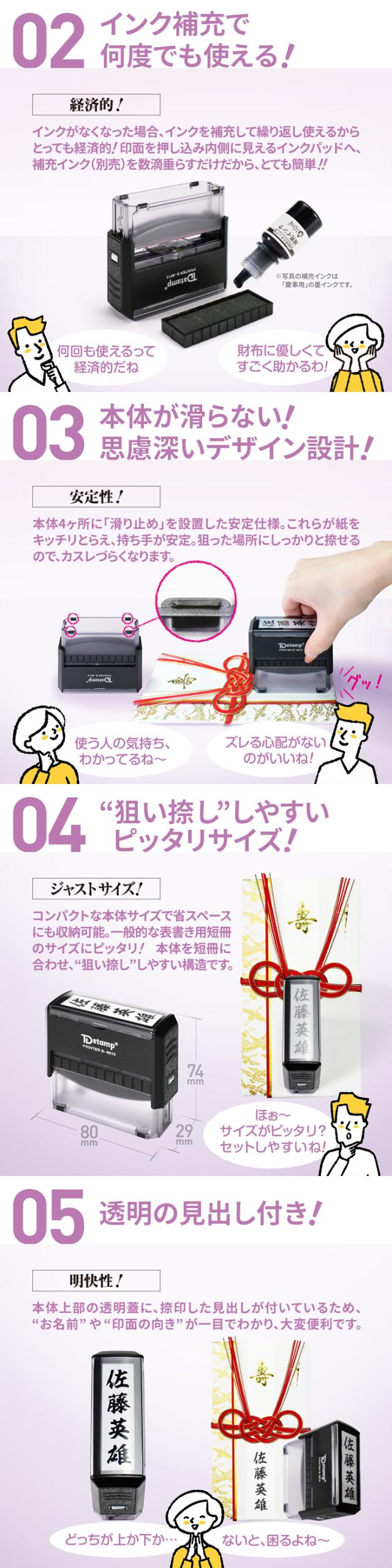 慶弔スタンプ ゴム印 慶弔印 のし袋 黒 墨 薄墨 慶事 弔事 2個セット スタンプ キャップレス はんこ