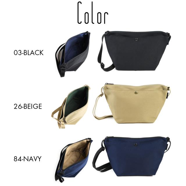 カラーは3色展開。03-BLACKブラック黒色 内装はネイビー紺色、26-BEIGEベージュ薄茶色 内装はグリーン緑色、84-NAVYネイビー・紺色 内装はベージュ薄茶色です。