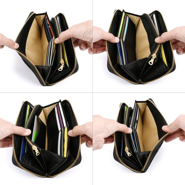 カードポケット カードポケットは4箇所のマチありポケットに各6枚とファスナーポケットのサイドに1枚、計25枚収納できます。