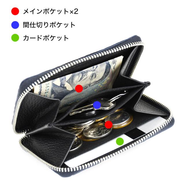 マチポケットが2つ、間仕切りポケットとサイドポケットがあります。