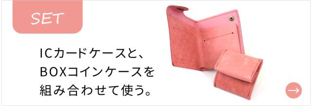 ICカードケースと、BOXコインケースを組み合わせて使う。