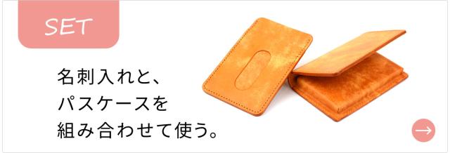 名刺入れと、パスケースを組み合わせて使う。