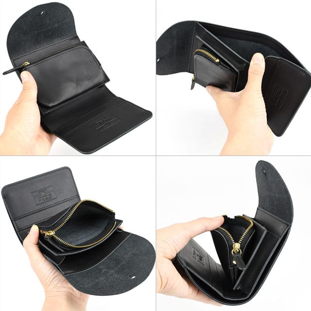 内側には札入れ、L字ファスナーの小銭入れ、通しマチタイプのカードポケットがあります。またカードなどを個別で収納できるポケットも2つあります。