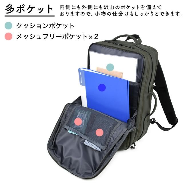 前薄マチメインファスナーポケットにはたくさんの内ポケットがあります。
