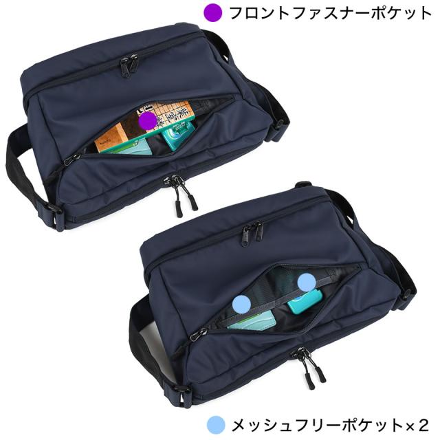 フロントのファスナーポケットには内側にメッシュフリーポケットが2つあります。