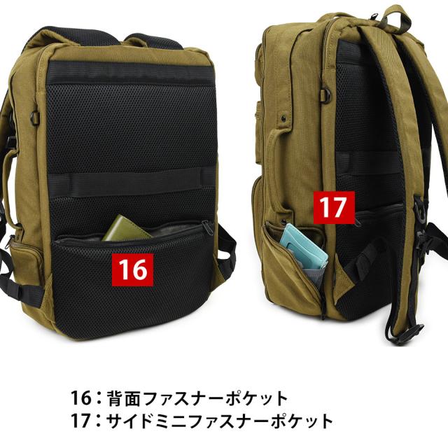 背面やサイドにもファスナーポケットありで、本当に仕分けが多い仕様です。