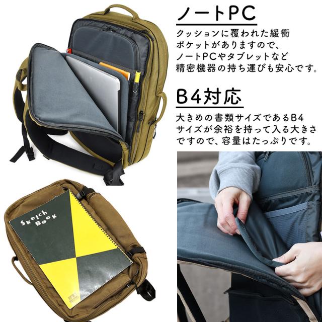 ノートPCが収納可能なクッションポケットがはいるB4サイズ対応リュックサックです。