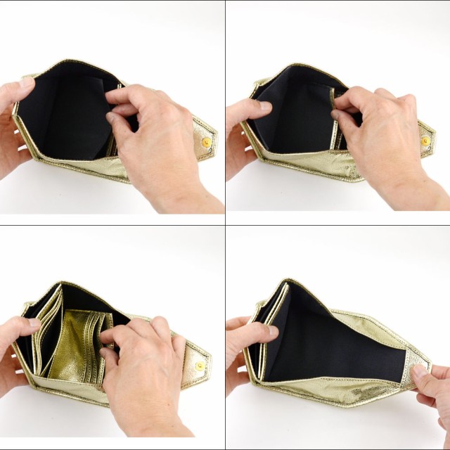 ミニ財布 ギャルソン ソフトレザー 箔レザー 牛革 コンパクト