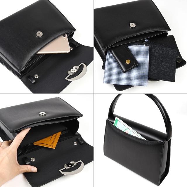 メインポケットは角底でしっかりとしたマチ幅があります。メインポケット内にはファスナーポケットがありますので、貴重品の管理にピッタリです。