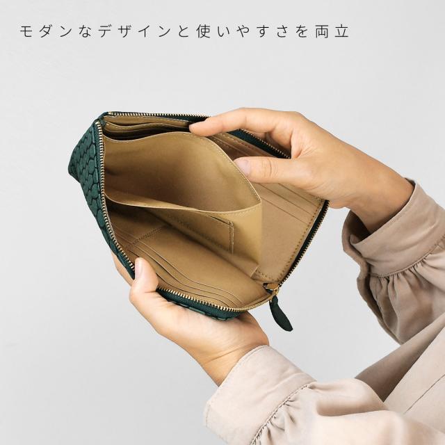 長財布 L字ファスナー l型財布 水玉柄 ドット ハニカム 亀甲 型