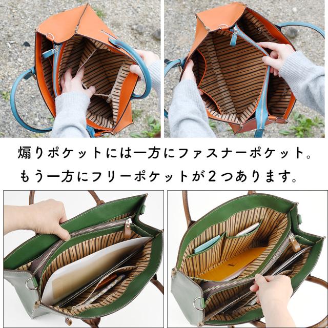 煽りポケットには一方にファスナーポケット。もう一方にフリーポケットが2つあります。