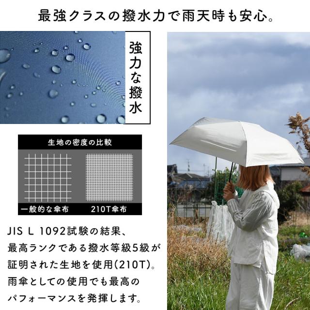 最強クラスの撥水力で雨天時も安心。