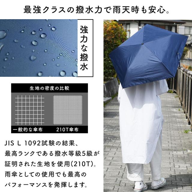 最強クラスの撥水力で雨天時も安心。