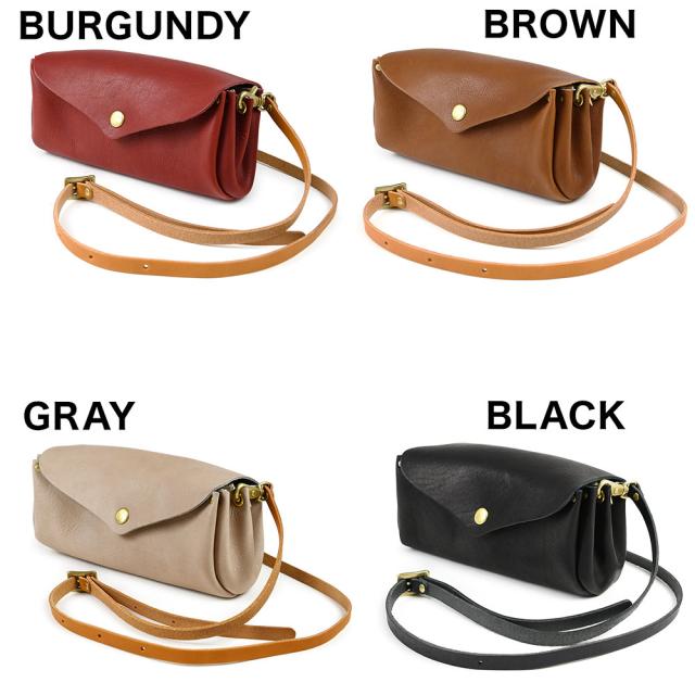 BURGUNDY（バーガンディ・赤茶色）、BROWN（ブラウン・茶色）、GRAY（グレー・灰色）、BLACK（ブラック・黒色）です。