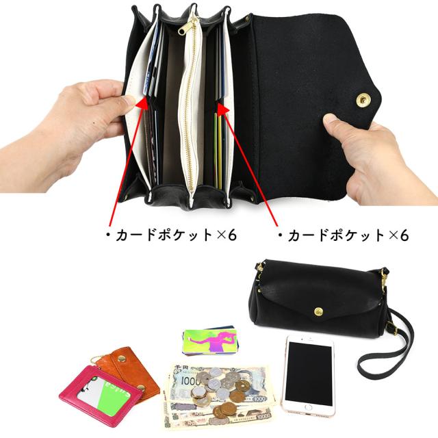 カードポケットは２列３段計６枚分が２ヶ所にあり、トータル12枚分あります。