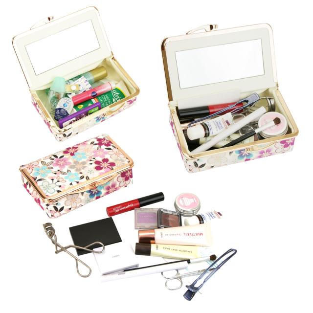♡ペリロコ✨マルチポーチ、バニティBOX、マチ付きポーチ Mignonjour ポーチ FReePLACe/ミラー付き携帯コスメポーチ